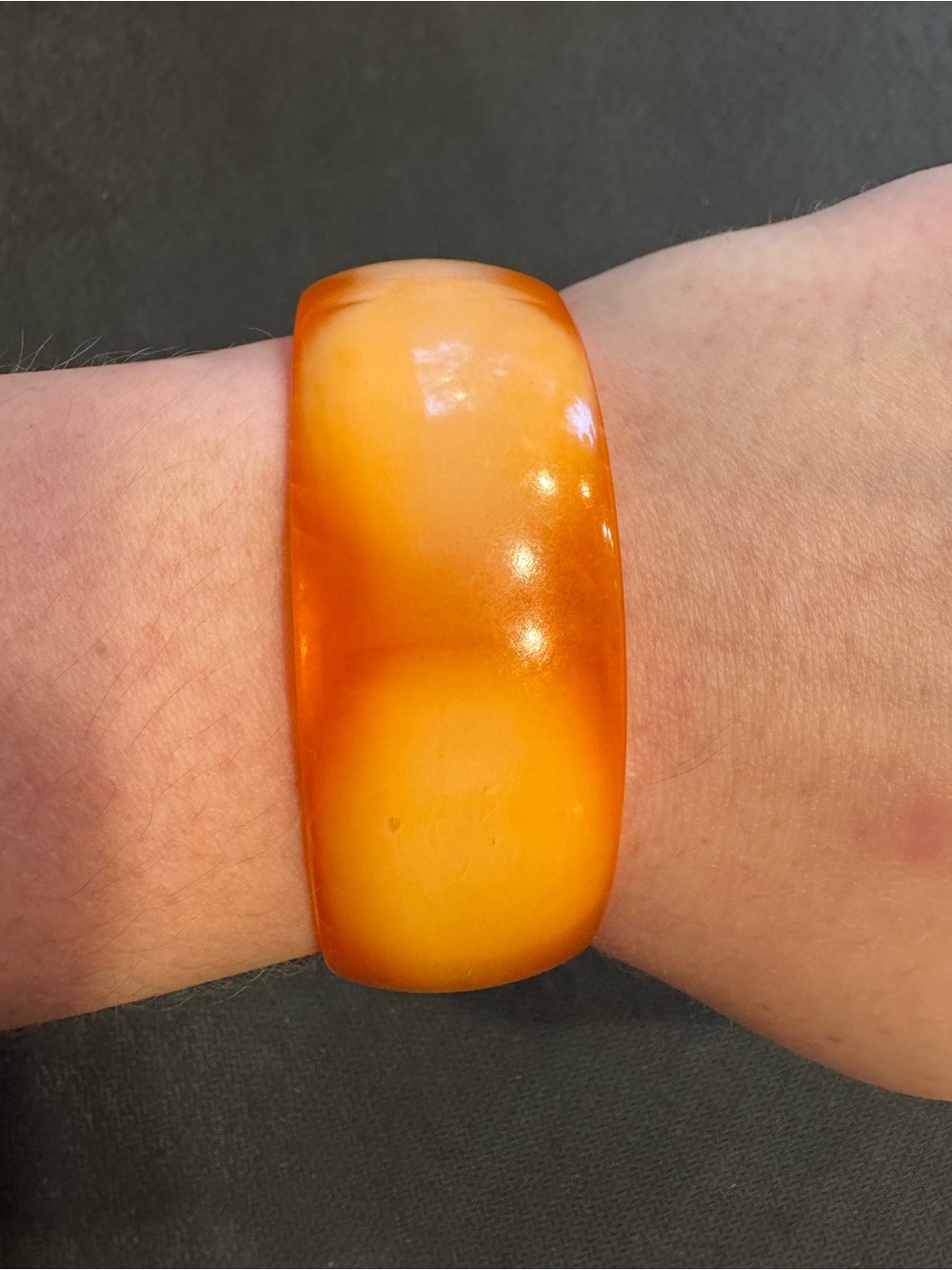 Vintage Marbled Orange Bakelite Chunky Bangle Bracelet
